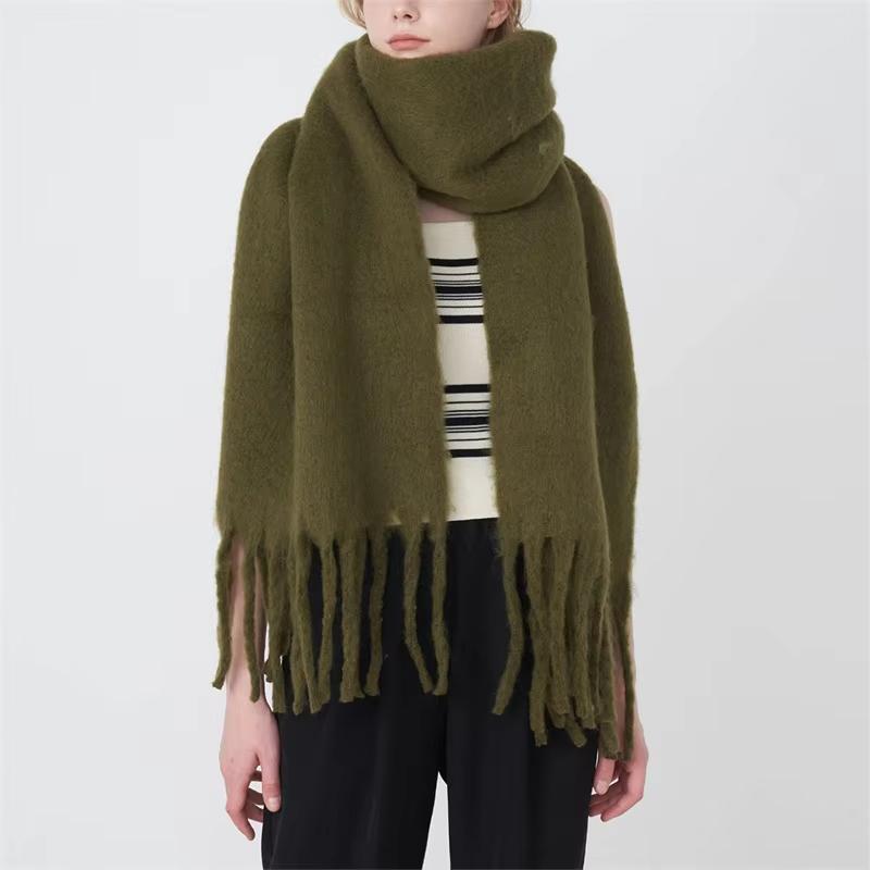 Winter Thick Warm Scarf Women Cashmere Shawl and Wraps Pashmina Neckerchief Bufanda Female Solid Tassel Echarpe Poncho