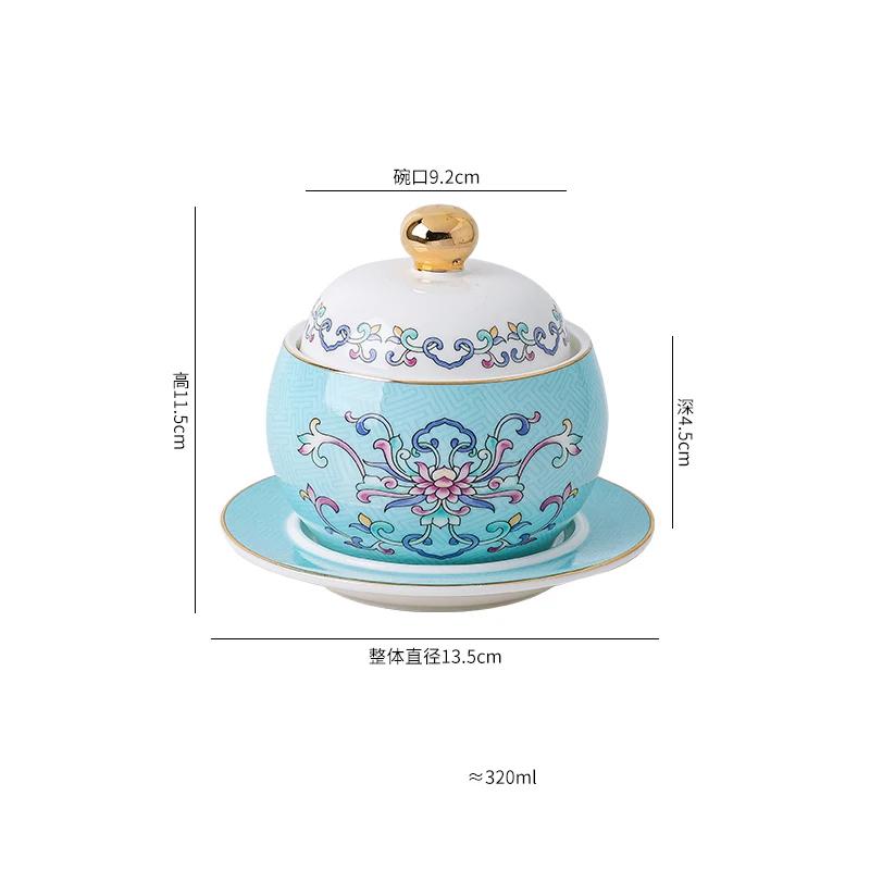 Retro Court Style Ceramic Soup Bowl Light Luxury Restaurant Dessert Yogurt Cup Delicious Dishes Soup Bowls Household Tableware