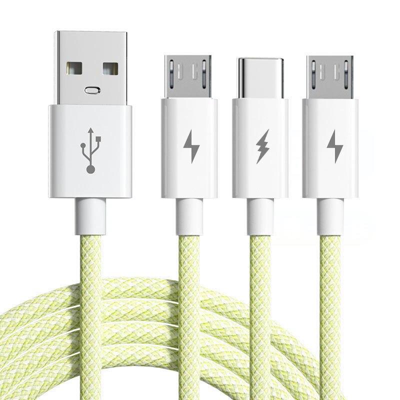 

QGeeM 3в1, 66 Вт, сверхбыстрая зарядка, плетеный кабель для передачи данных Macarone, подходит для iPhone 11, 12, Huawei P30, Xiaomi, Android, тип C, кабель для быстрой зарядки 1.2M жёлтый