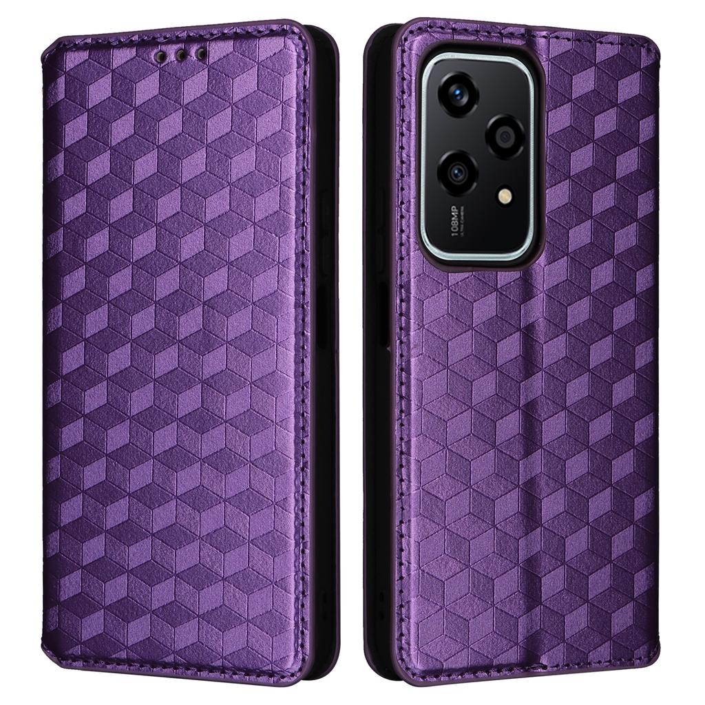 For Honor 200 Lite Case Leather Rhombus Pattern Magnetic Auto-Absorbed Phone Cover