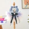 Luxury Tweed Cat Dress Bow Hair Clip + Pearl Necklace + Layer Tulle Skirt Outfit, Elegant Princess Pet Clothes for Dogs Cats