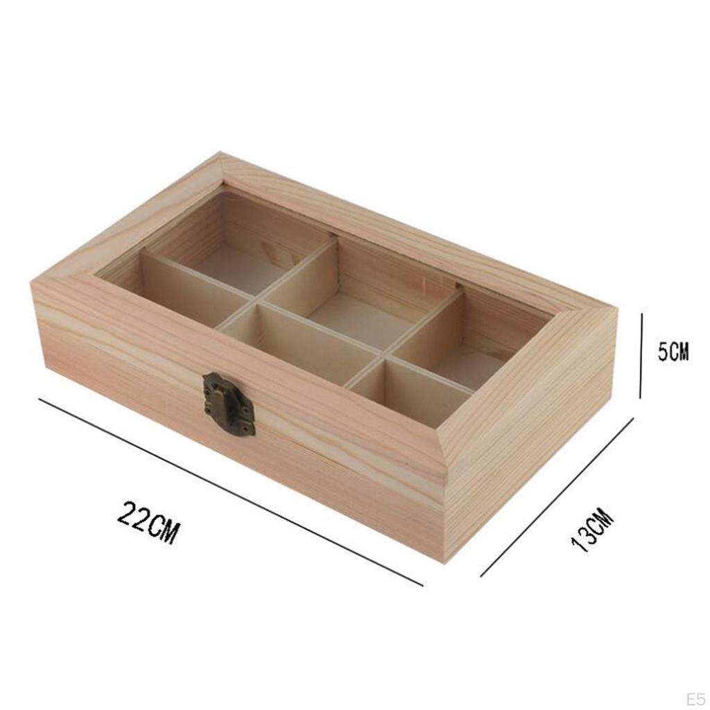 Caja de Té de Bambú de 4/6/8 Compartimentos, Cofre, Organizador Portahojas con Tapa de Cierre,