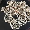 50/100pcs Wood Crafts Hollow Carved Flowers Love Wood Chip Hole Ornaments DIY Jewelry Accessories Home Decoration Pendants