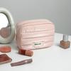 Women Padded Makeup Bag Portable Cosmetic Organizer Waterproof Zippered Handbag Toiletry Pouch for Girls Travel Home Use