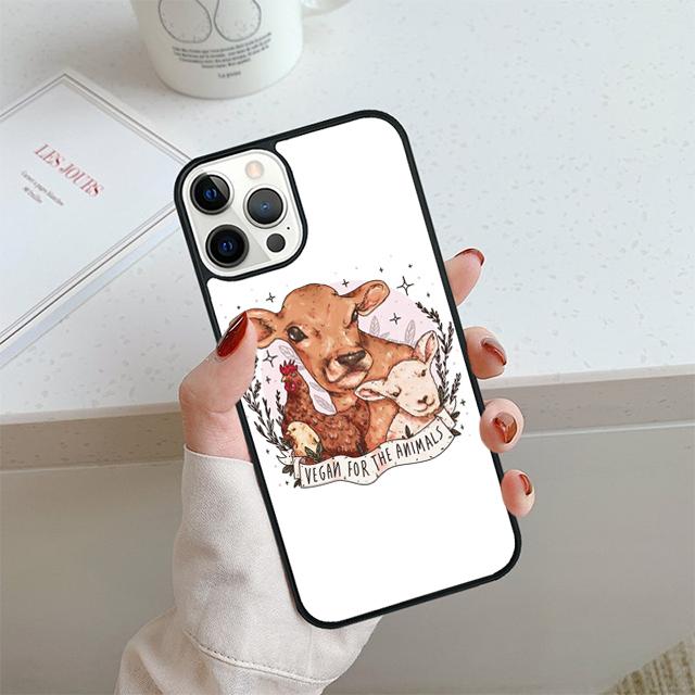 Vegan Love Animal Phone Case For iPhone 17 Air 13 12 14 15 16  Cover For Apple 14 15 16 Pro Max Plus Coque