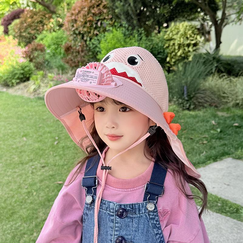 Voice Control Fan Hat Children Summer Girls Large Brim Sun Protection Shawl Hat Empty Top Girl Sun Hat