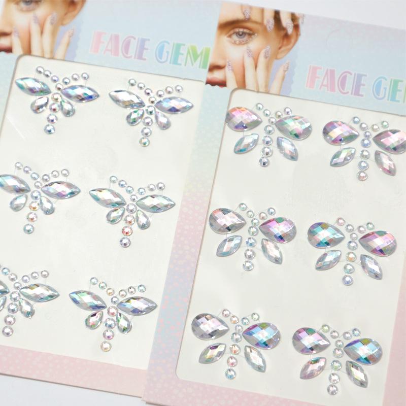 Diamond Eyebrow Tattoo Sticker Glitter Eyeliner Eyebrow Makeup Face Eyes Temporary Tattoo Rock Rhinestone 3D Eyeliner Stickers