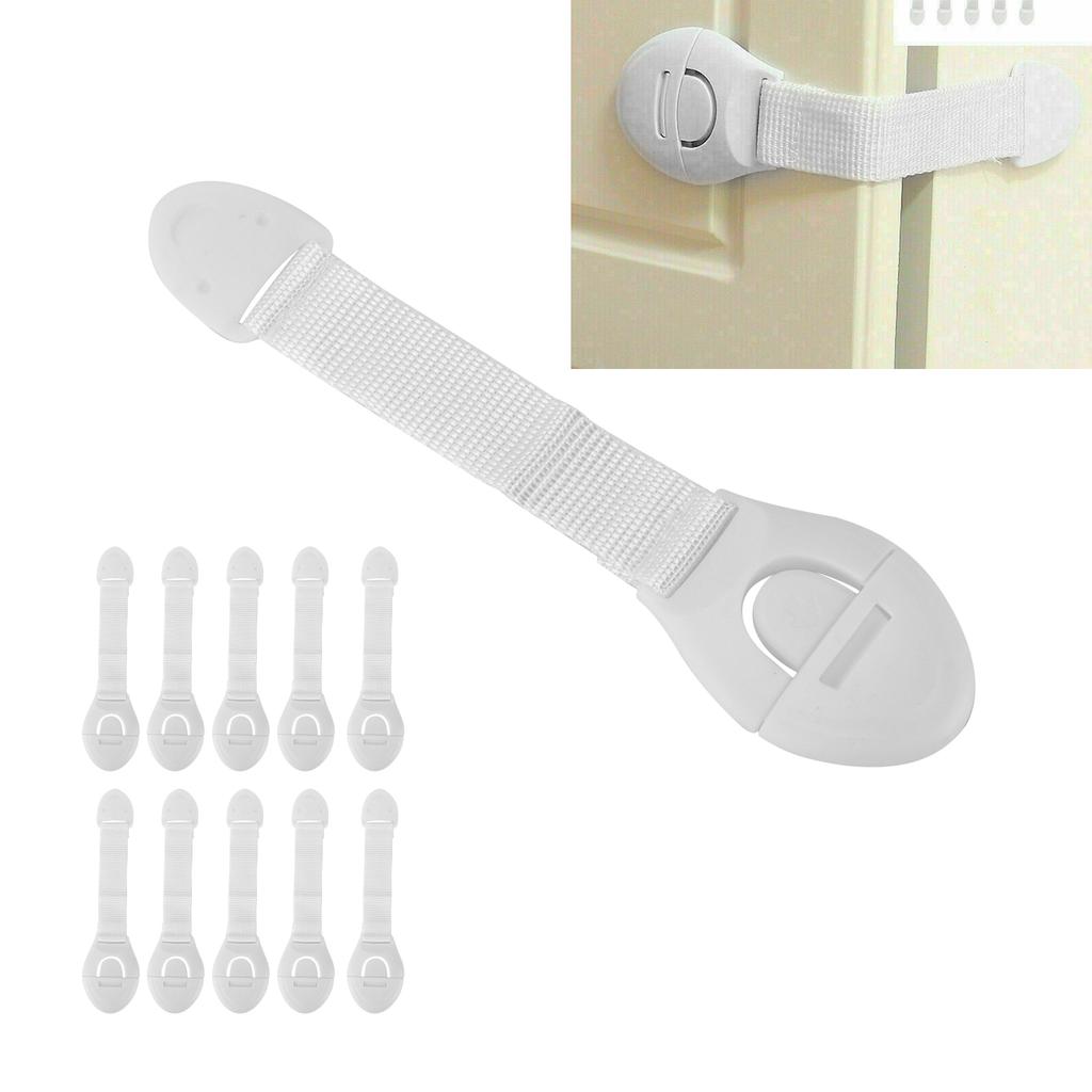 Child Safety Strap Locks Strong Adhesive Adjustable Length Safety Locks for Refrigerator Toilet Cabinet Drawer Door