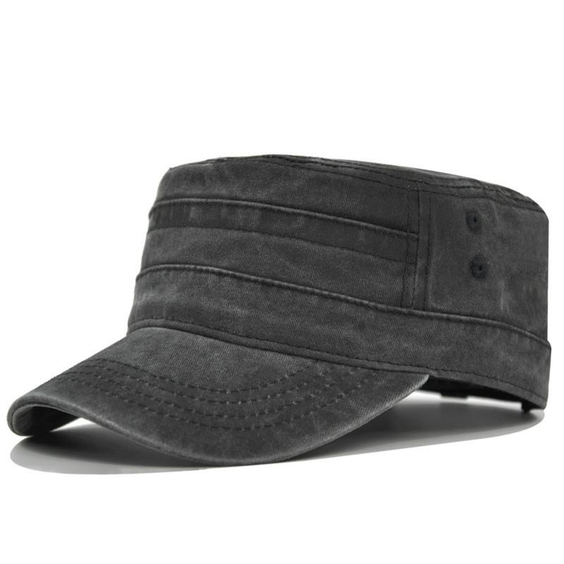 

Flat Cap Top For Men Washed Black Spring Military Cap Casual Summer Sun Hat чорний