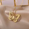 Stainless Steel Butterfly Pendants Necklaces for Women Goth Fashion Gold Color Choker Necklace Aesthetic Wedding Jewelry Gift