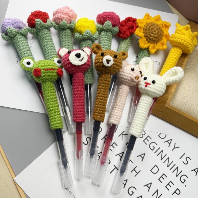 Sunflower Crochet Pen Holder Bear Doll Gift for Teacher's Day