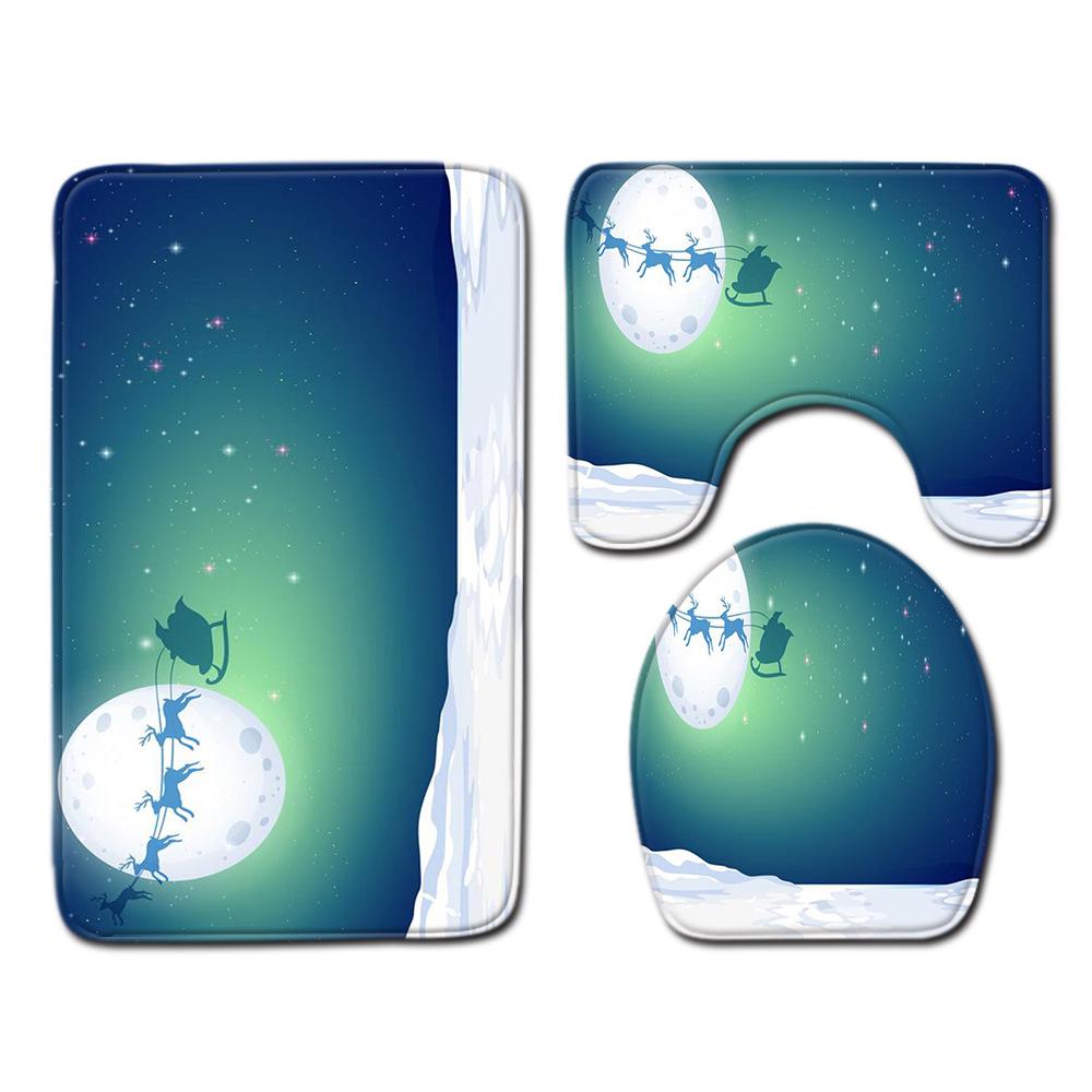 Weihnachts-Badezimmer-Bodenmatte Toilette Dreiteiliges Set