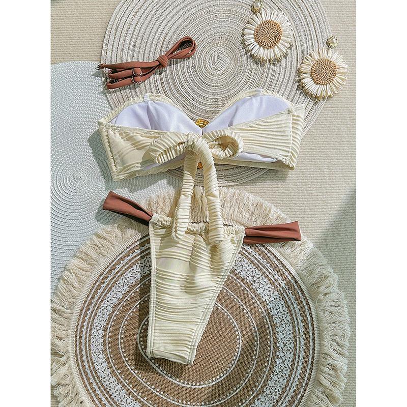 Strapless Bikini Set Women Swimsuit Striped Two-Piece Simple Backless Female Swimwear Bathing Summer Fashion Beachwear