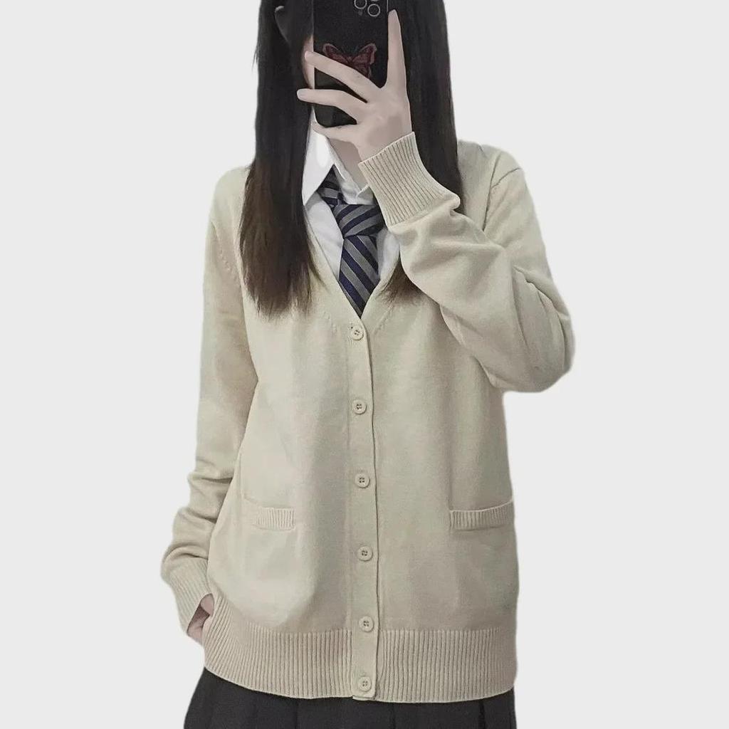 Japanese College-Style JK Uniform Cardigan - Sweet, Versatile, Long-Sleeved Sweater for Autumn/Winter