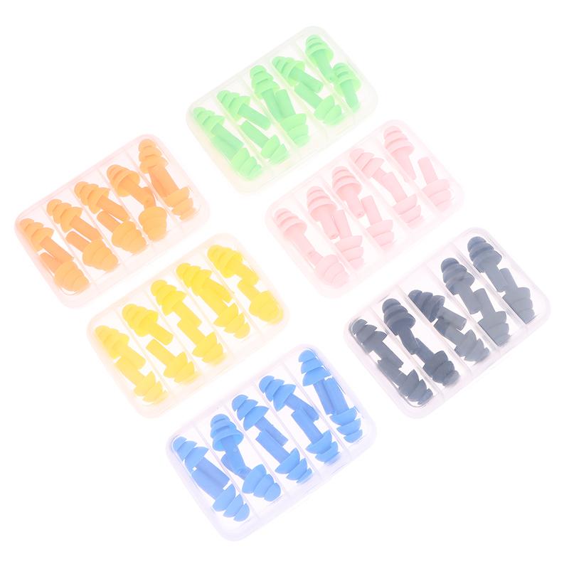 5 Paare/Box Komfort-Ohrstöpsel Geräuschreduzierung Weiche Silikon-Ohrstöpsel Schwimmen Silikon-Ohrstöpsel Schutz-Schlaf-Ohrstöpsel