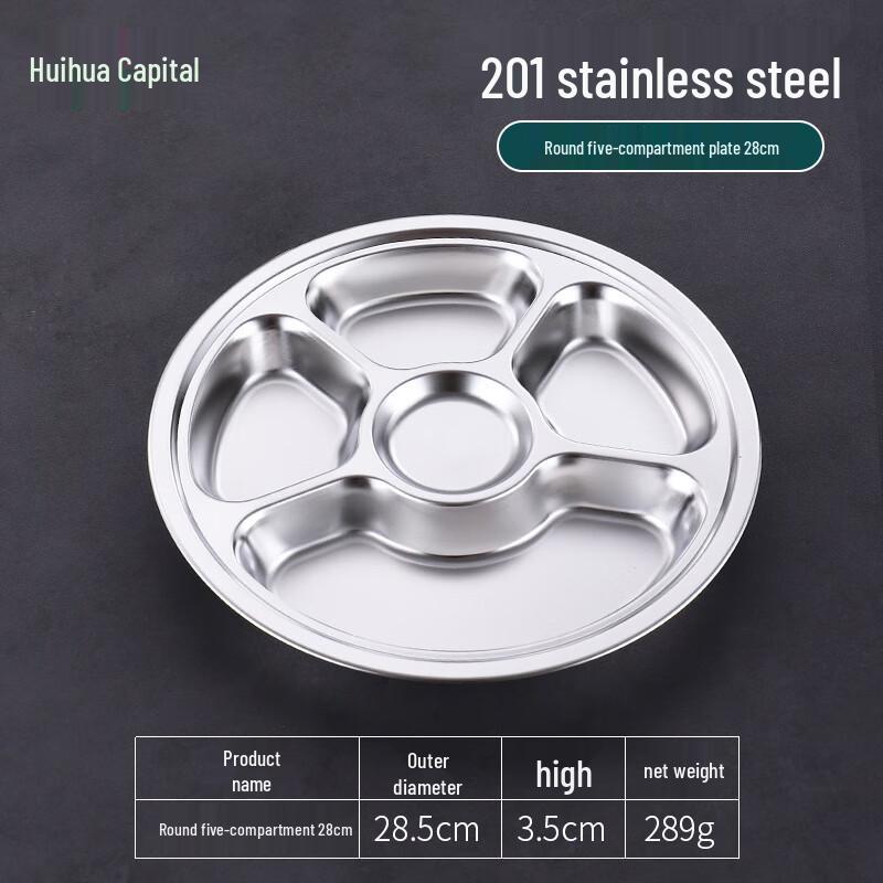 HUIHUADU 201 Stainless Steel Divided Lunch Plate