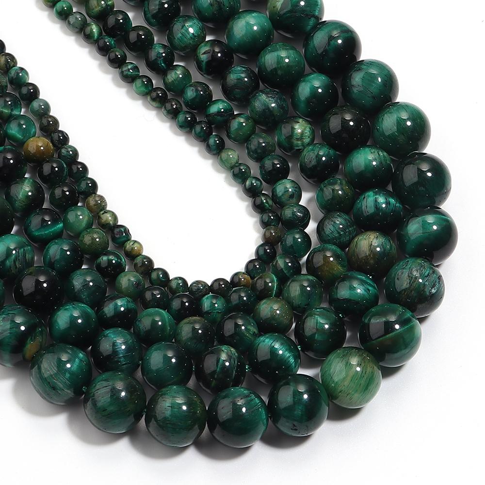 Natural Stone Beads 4 6 8 10 12mm Green Tiger Eye Round Loose Spacer Beads for Jewelry Making DIY Bracelets Necklace Accessories