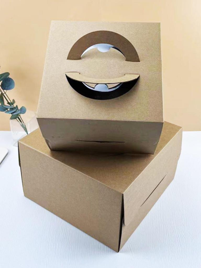 Tall Kraft Paper Cheesecake Box with Window - Available in 4/6/8/10 inch for Mille-feuille and Baking Takeaway.