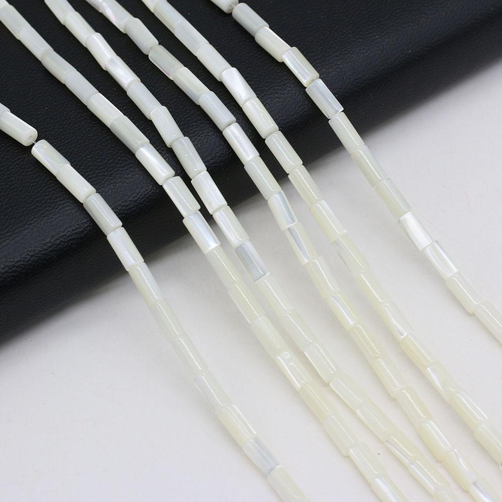 1 Strang Natürliche Süßwasser-Muschelperlen Weiß Rechteckliche Isolationsperlen Für Schmuckherstellung DIY Halskette Ohrringe Armband Perlen Zubehör