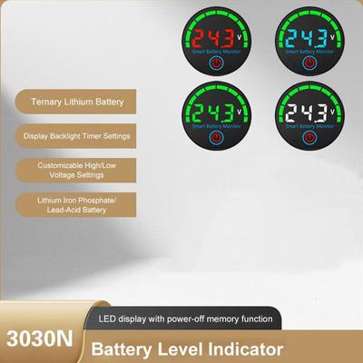 DC 7-55V Circular LED Battery Level Indicator Universal Voltage Tester for Electric Vehicles With Power-Off Memory Function