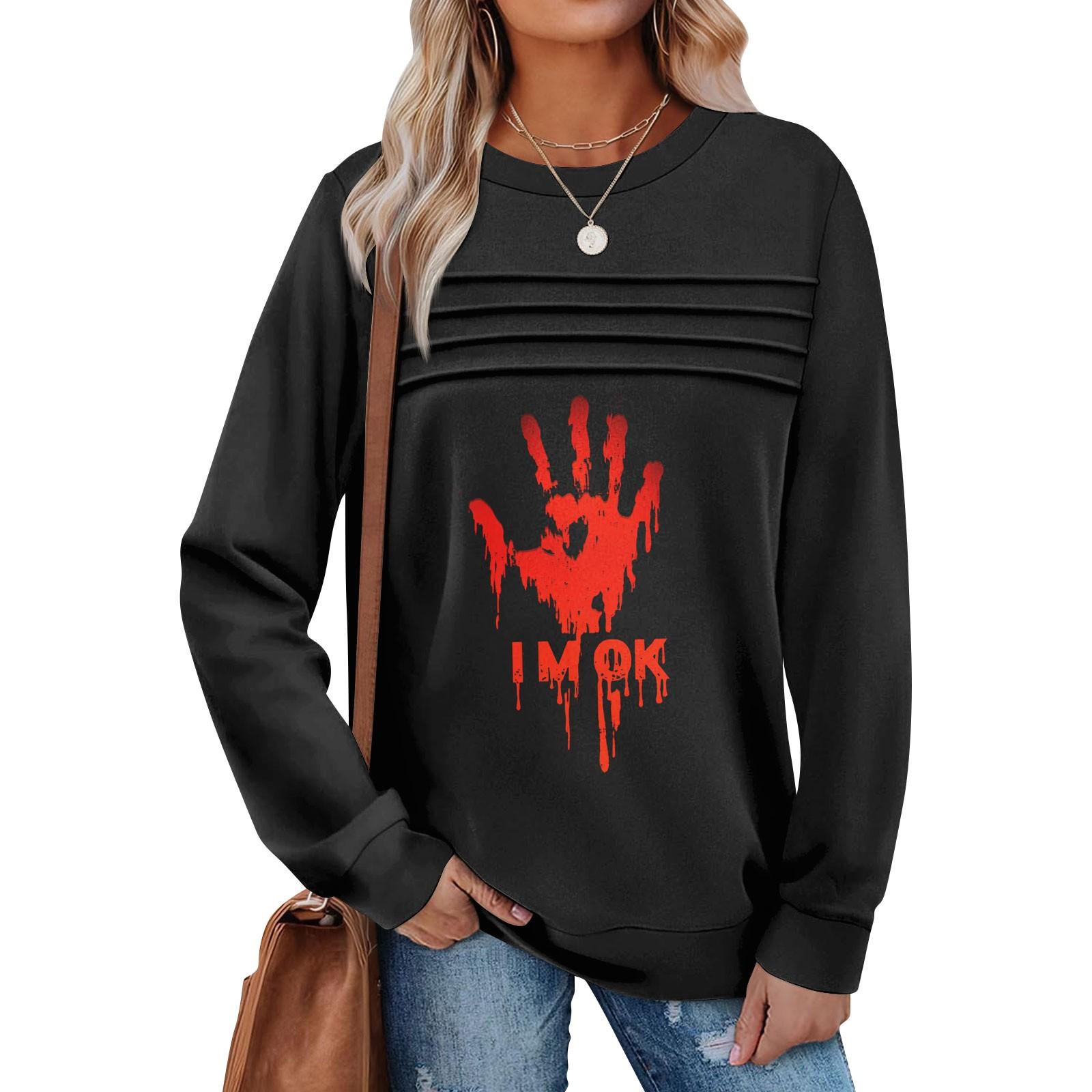 

Женский повседневный свитшот с длинным рукавом и круглым вырезом, приталенный плиссированный топ S чёрный