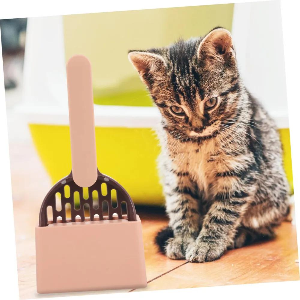 

Набір совочків для котячого туалету: Совок для котячого туалету з контрастними кольорами та довгою ручкою, повний набір для прибирання котячого туалету. One Size кавовий