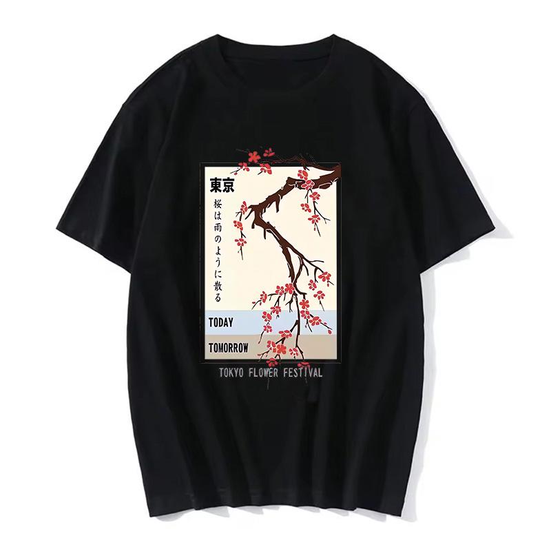 

Женская Сегодня Завтра Токио Фестиваль Цветов Футболка Мода Футболки с круглым вырезом Летние топы Модные уличные футболки 4XL