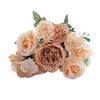 Artificial Rose Bouquet Realistic Fake Silk Flower with Green Leaves Home Wedding Party Table Centerpiece Indoor Outdoor Faux Bloom Decoration