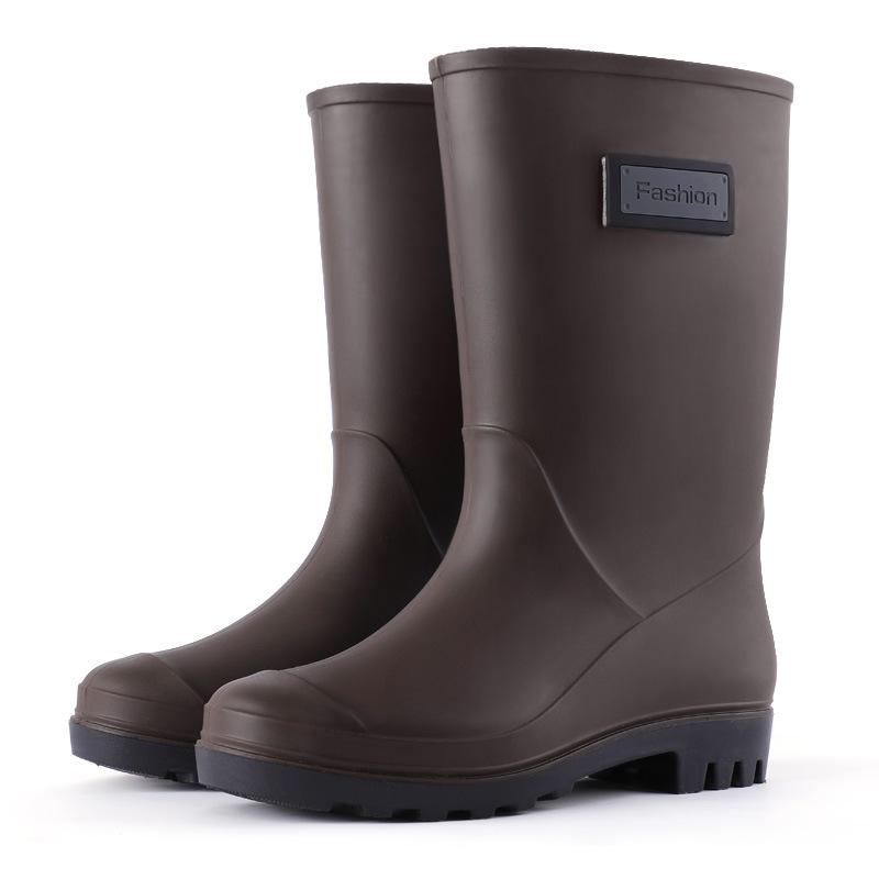 Fashion Rain boots women's four seasons fashion outdoor mid-tube waterproof non-slip rubber shoes fashion rain boots with cotton cover