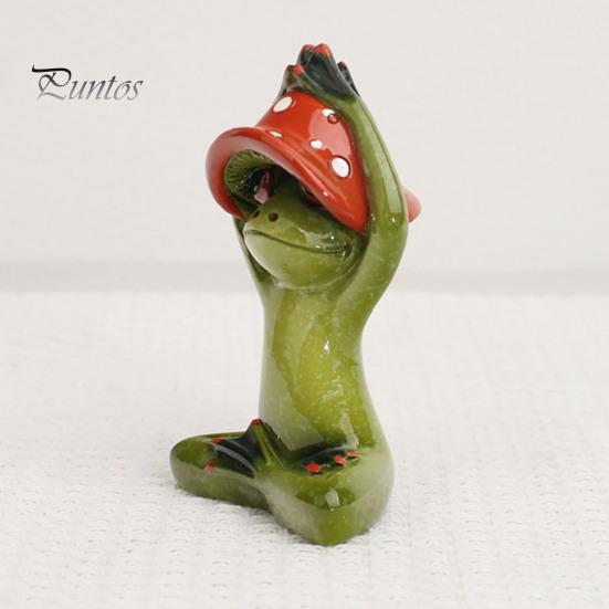 Lustige Schreibtischdekorationen Yoga-Pilz Frosch Figur, Kreative Harzstatue, Niedliche Sitzende Dekoration Grünes Ornament für Zuhause Büro Regal Tischplatte Dekoration