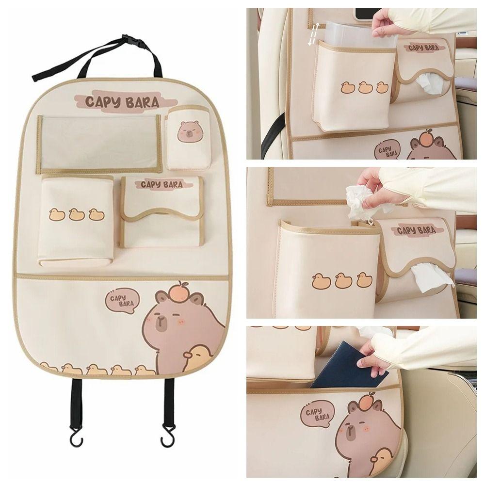 Wear-resistant Car Storage Box Anti-fouling Capybara Anti-kick Pad Capybara Car Storage Bag  Kid