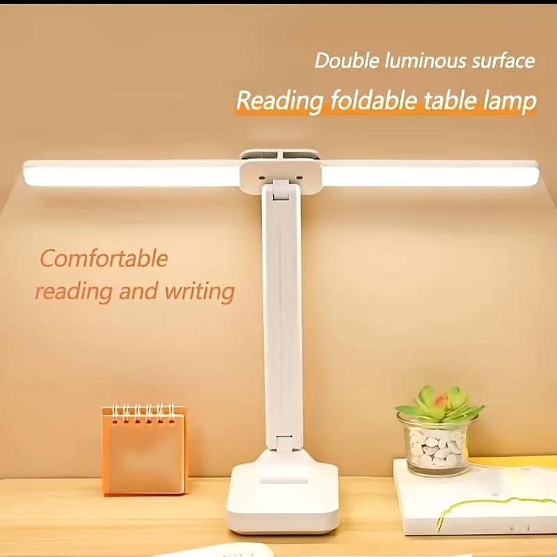 Foldable dual head LED eye protection study desk lamp