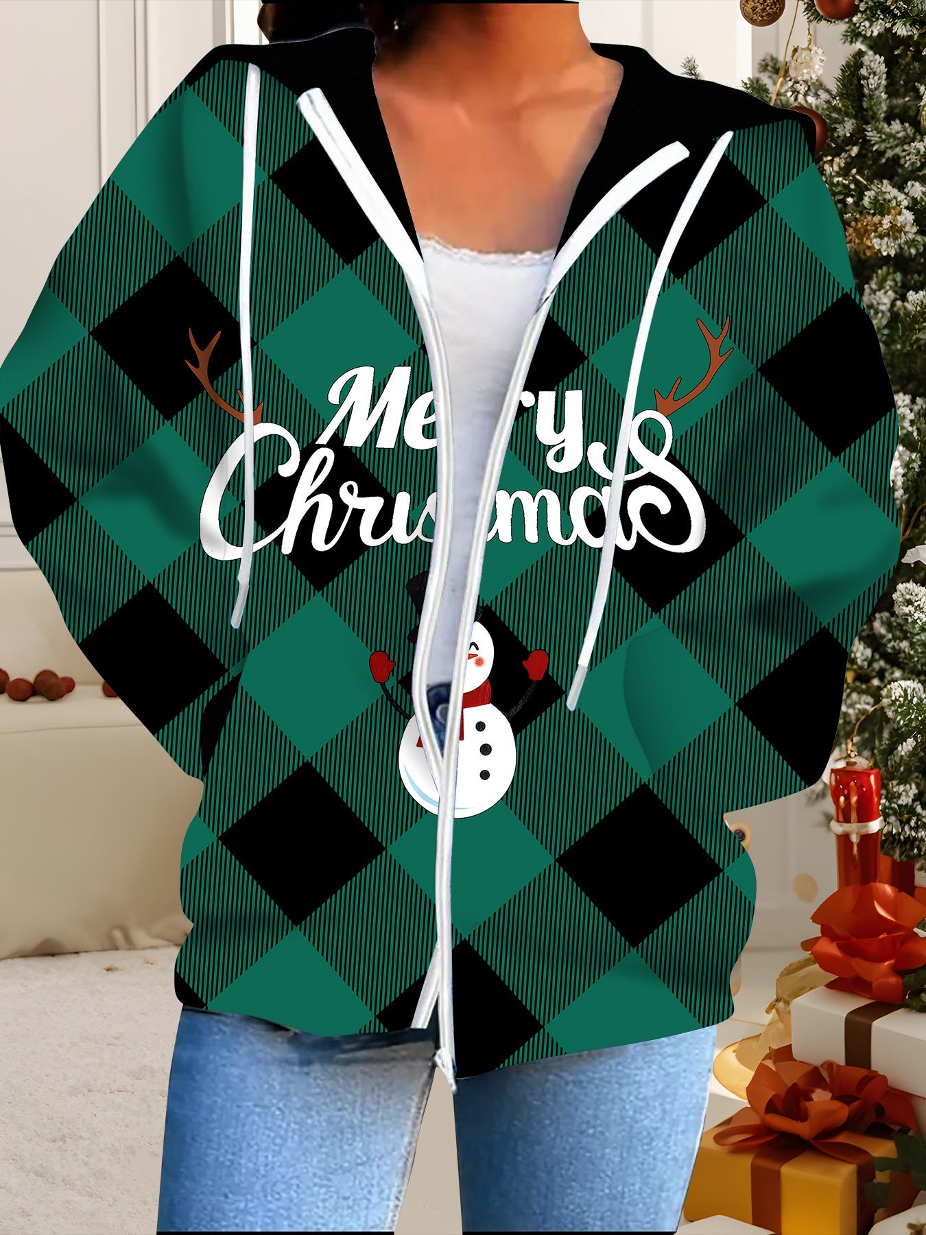 

Рождественский кардиган с капюшоном, 3D-печать, большого размера, осенне-зимний, в стиле ретро 6XL зелёный