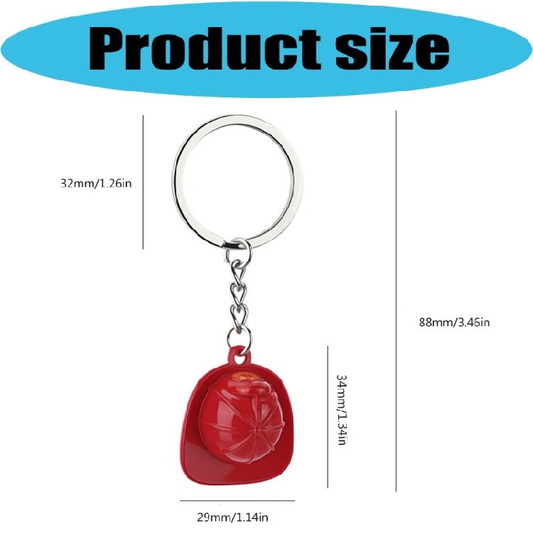 Fireman Hat Shaped Key Chain Realistic Miniature Firefighter Helmet Keychain For Backpack Or Car Decoration