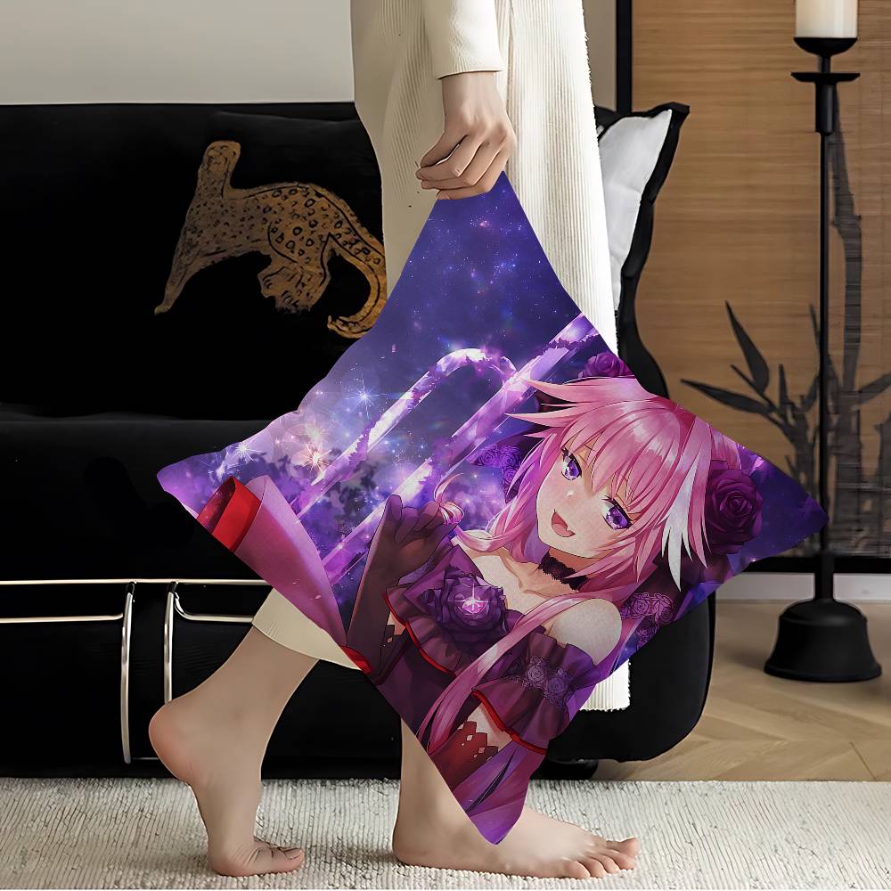 AAstolfo Rose Mignonne Fille Anime Housse de Coussin Taie d'oreiller Salon Canapé Décoration de Maison Personnalisé