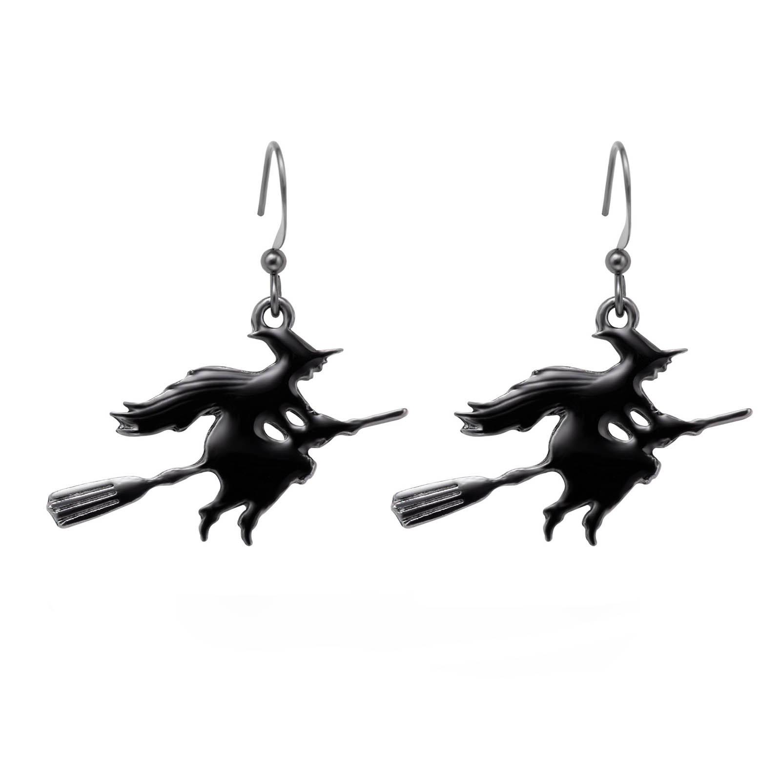 

Модные забавные серьги на Хэллоуин, пугающие маленькие серьги-крючки для ушей AS SHOWN чёрный