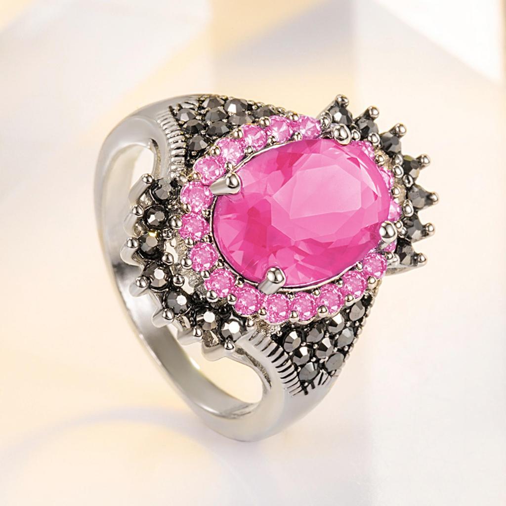 Inel cu pietre prețioase tailandez retro din argint Wish: Design Exagerat cu Rodie Roșie Mină Neagră