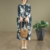DIMANAF 2025 Women Plus Size Spring Long Dress Loose Basic Printing Vintage Casual Floral Oversize Long Sleeve Maxi