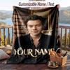 Coperta in Flanella Personalizzata, Nome Stampato Personalizzato Harry Styles, Morbida Coperta Accogliente per Uso Domestico
