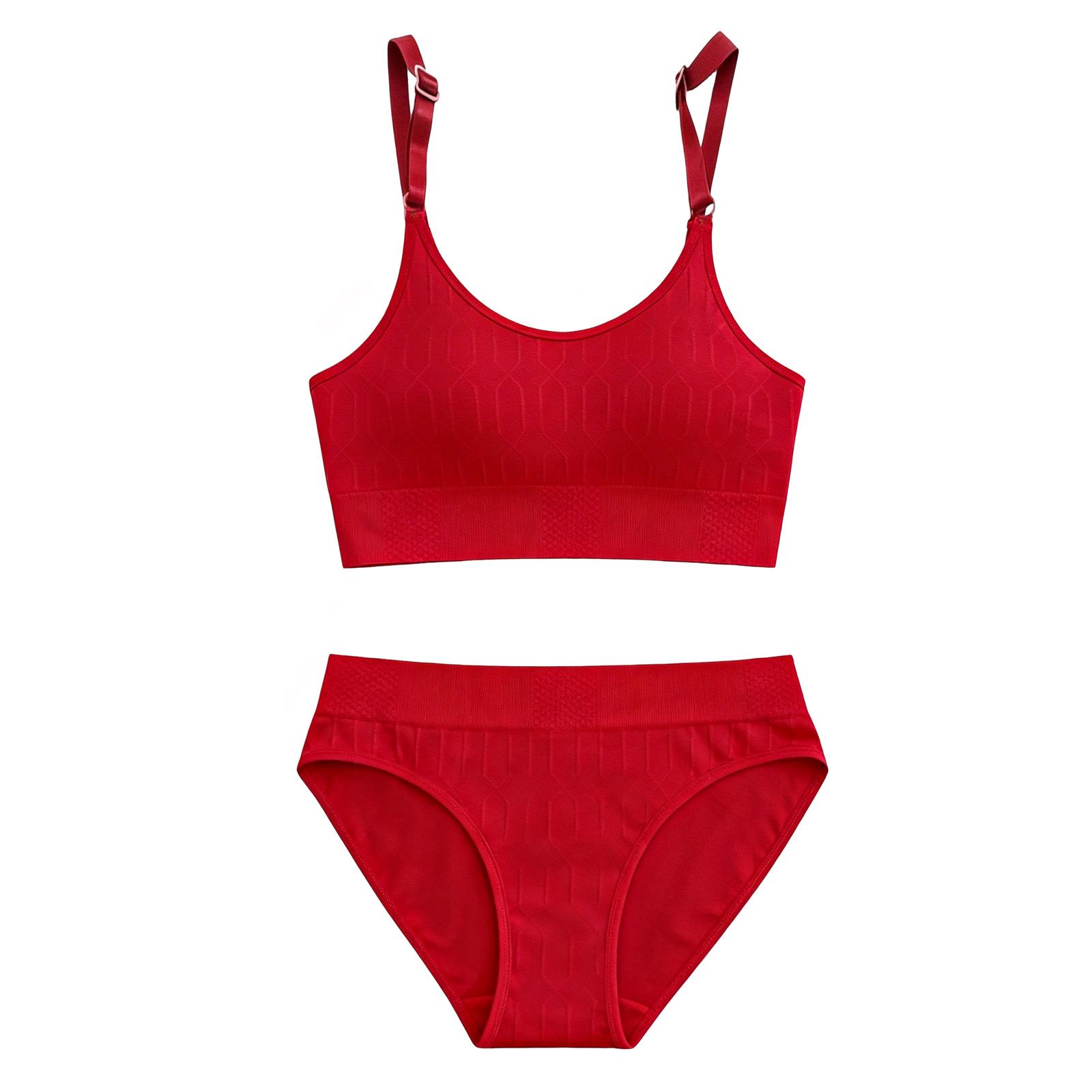 

Комплект нижнего белья Zeriluna с высокой талией: Бюстгальтер пуш-ап и дышащие трусики L красный