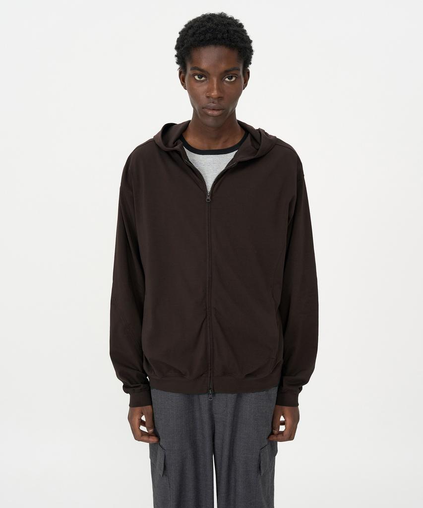 Lightweight Zip-Up Hoodie Brown