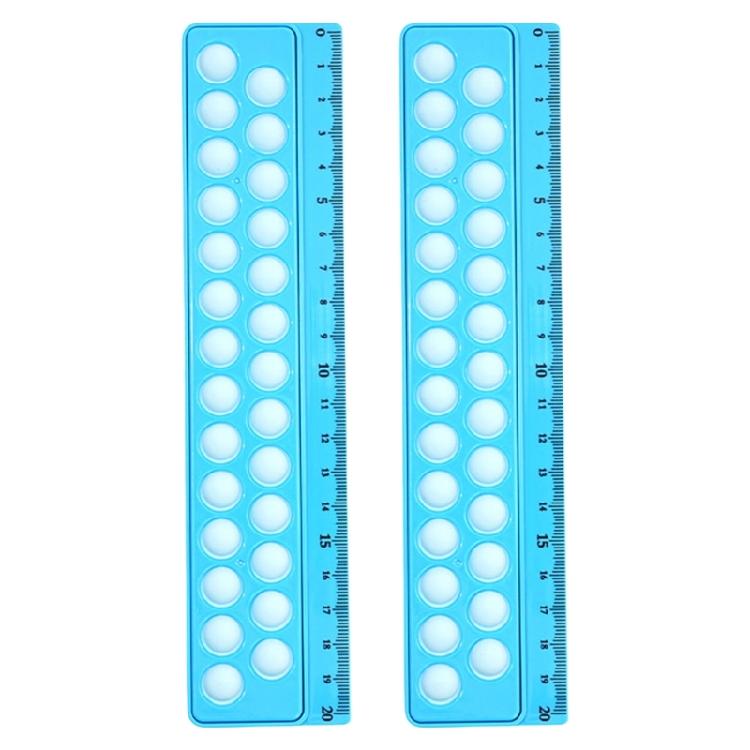 

2Pieces Ergonomic Drawing Ruler Decompression Toy Ruler Multifunction Ruler for Measuring Drawing Stress Relief небесно-голубой