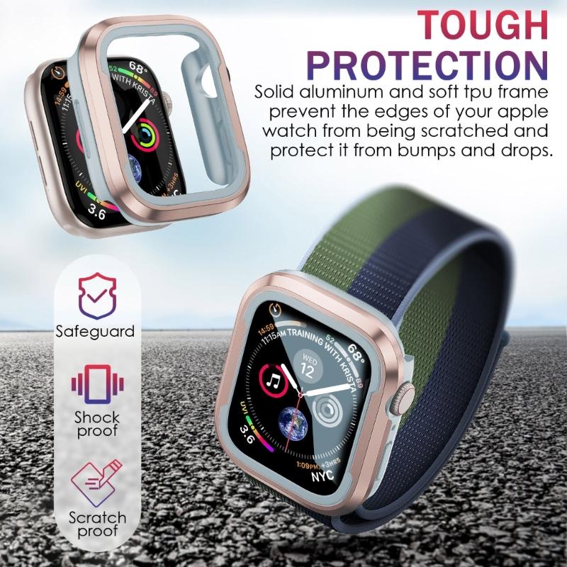 40/41/44/45mm Bumper Case Slim- Protective Cover Lightweight Aluminum & TPU Case Fitting for Watch S8/7/6/5/4/SE2
