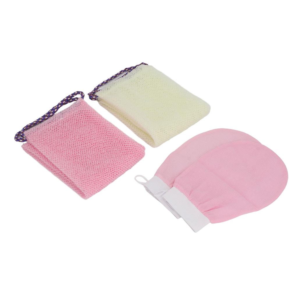 African Net Sponge Long Net Bath Sponge Nylon Body Exfoliating Net Back Scrubber with Bathing Gloves for Shower Skin