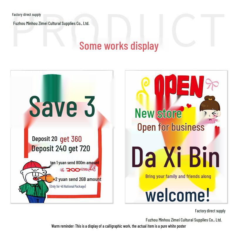 Large Blank Handwritten Poster Paper for Creative Advertising - White, Yellow, Red