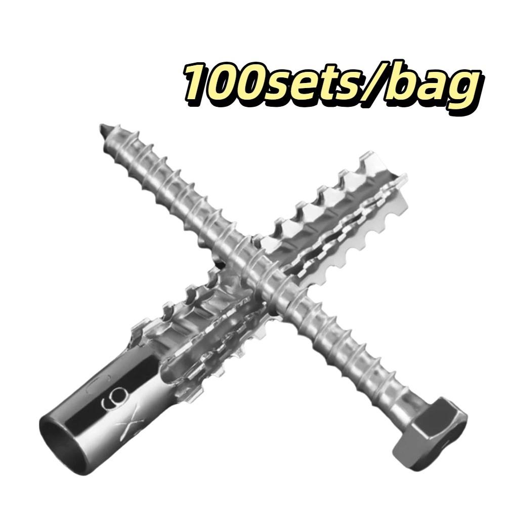 Serrated Design Expansion Tube Heavy Duty Metal Expansion Anchor Zigzag Anchor Bolt  Concrete Walls 100sets/bag
