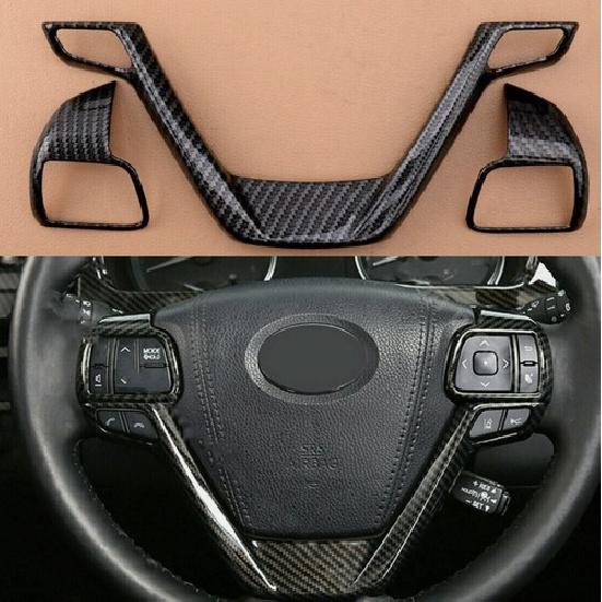 3 шт. Для Toyota Highlander Стиль под карбон Рамка отделки рулевого колеса автомобиля 14-19