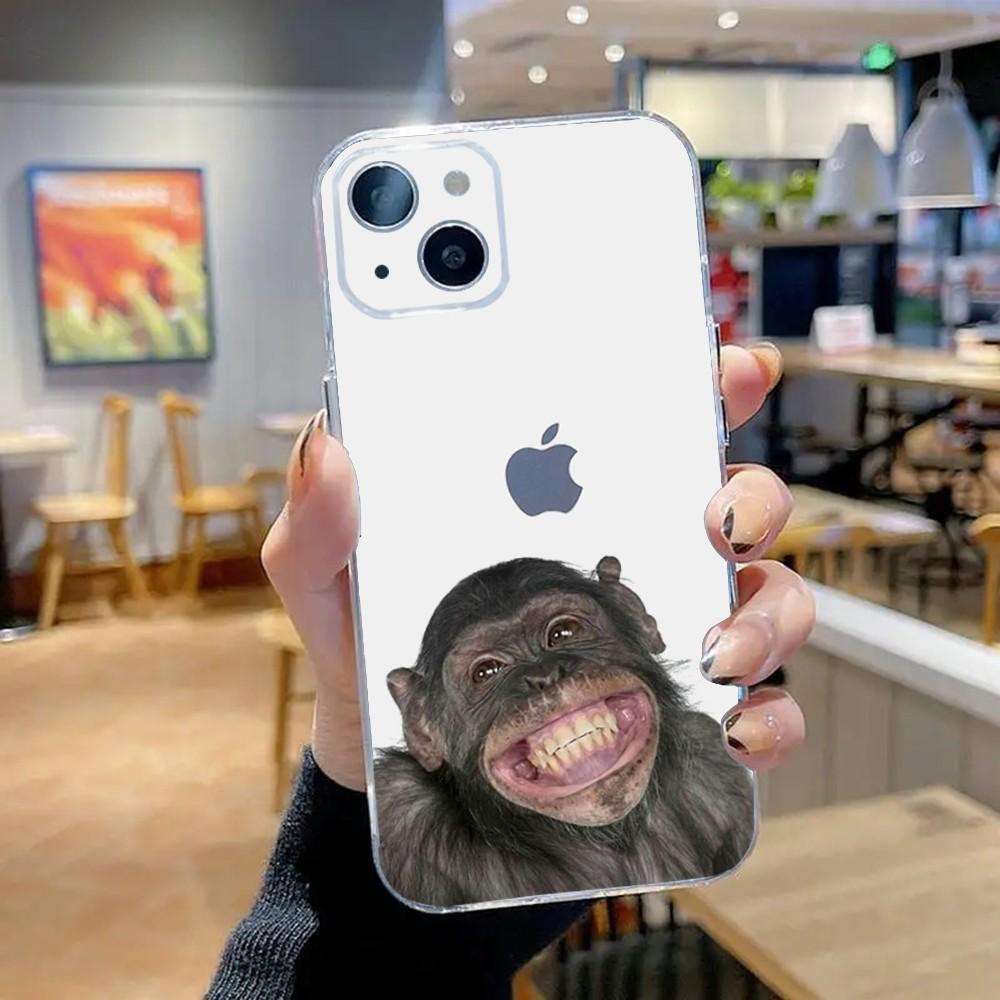 Monkey Sipping Caprisun Meme Phone Case For iPhone 16,15,14,13,12,11 Plus,Pro,Max,XR,XS,X,7,8,SE,Mini Transparent Silicone Soft