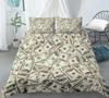3D Modern Bedding Set Dollar Motif Printed Duvet Cover Vivid Comforter Cover 3 Pieces Money Maths Pattern Funny Soft Bed Set