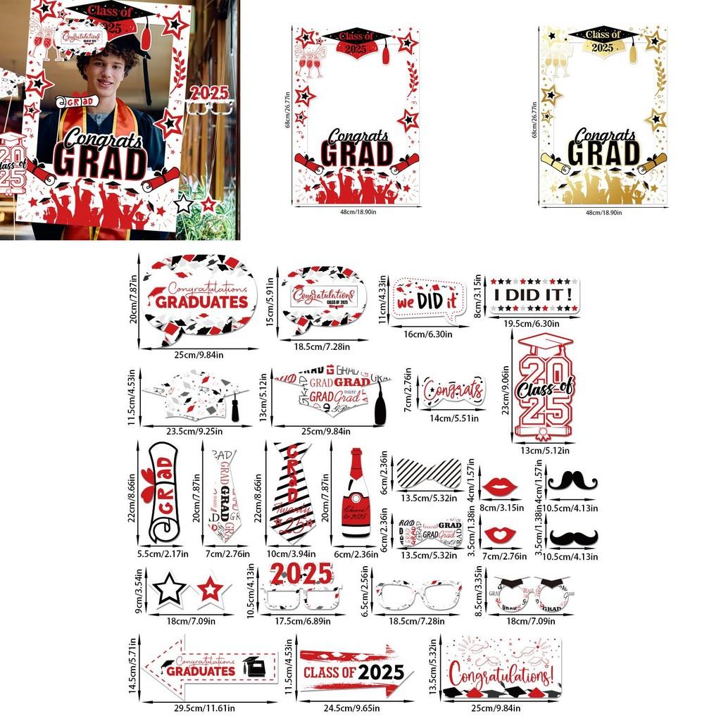 Graduation Celebration Photo Booth Supplies With Handheld Paper Frames For Festive Use
